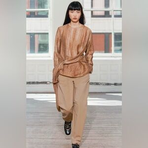 ZARA TIES SHIRT ZW COLLECTION BEIGE PINK SIZE XL